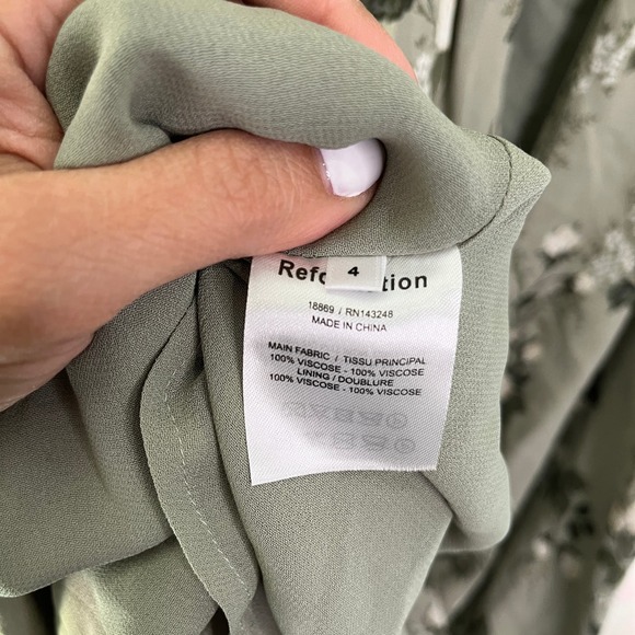 Reformation Floral Maxi Dress Stars in Verde Square Neck Green Womens 4 NEW - Picture 11 of 16